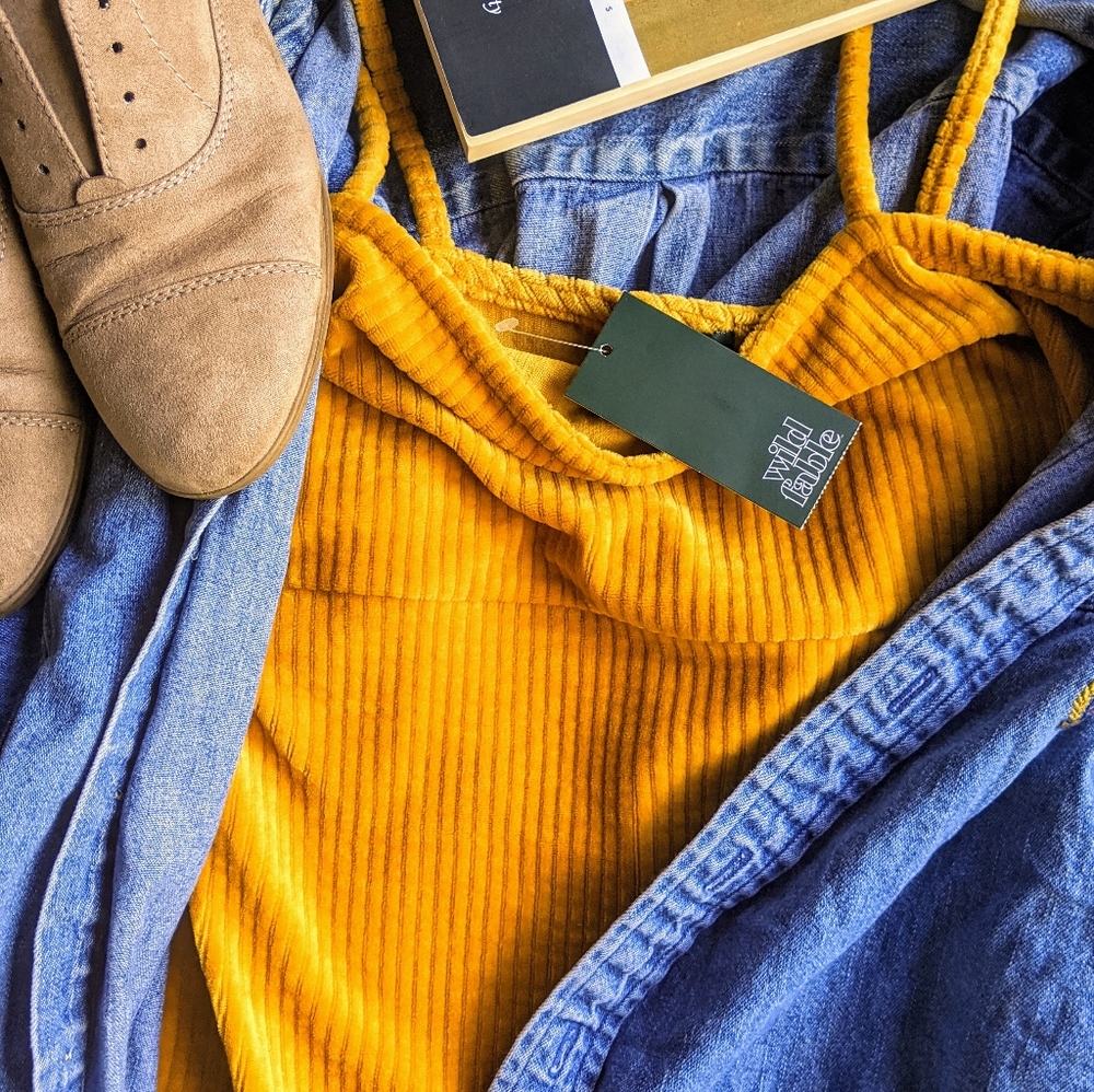 Bodycon Corduroy Mustard Dress